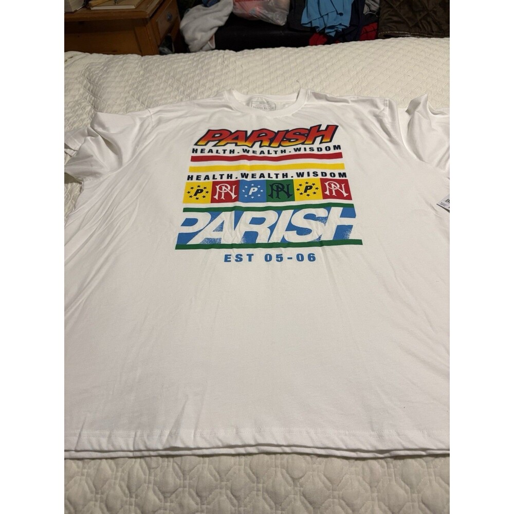 Parish Nation T Shirt Health Wealth Wisdom -White 5XL